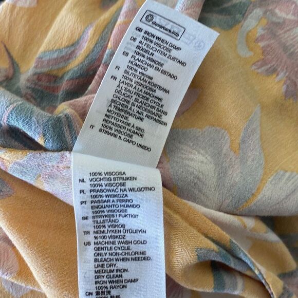 &‎ Other Stories Faux Wrap V-Neck Floral Mini Dress Yellow Size 6 - Picture 15 of 16